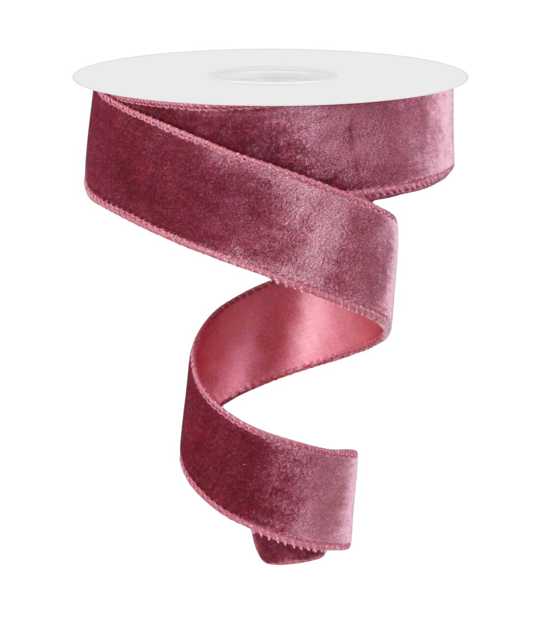 RG Ribbon: Dusty Pink Deluxe Velvet and Satin Wired Ribbon for Bows, Wreaths, Crafts, and Decorations